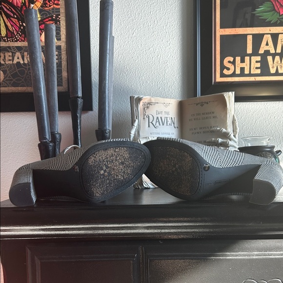 Black and White Gingham Women's Open Toe Mary Jane Heels by Vince Camuto - Picture 9 of 14